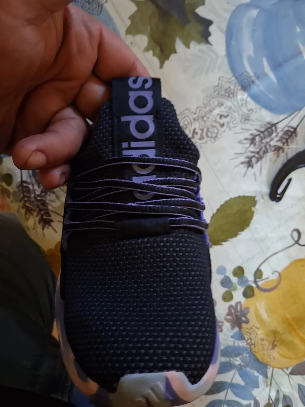 adidas Cloudfoam Kids Sneakers in Black with Purple and Pink Accents
